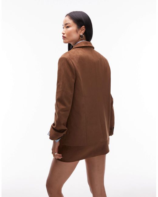 4th & Reckless Brown Plus Faux Suede Pocket Front Tailored Blazer