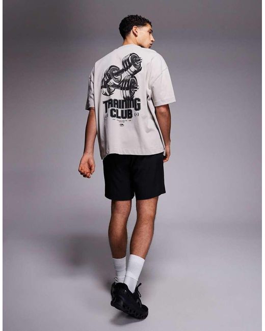4505 Gray Back Print Oversized Heavyweight Cotton T-Shirt With Quick Dry Finish for men