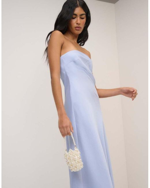 Nobody's Child Blue Arden Satin Bandeau Sleeveless Maxi Dress