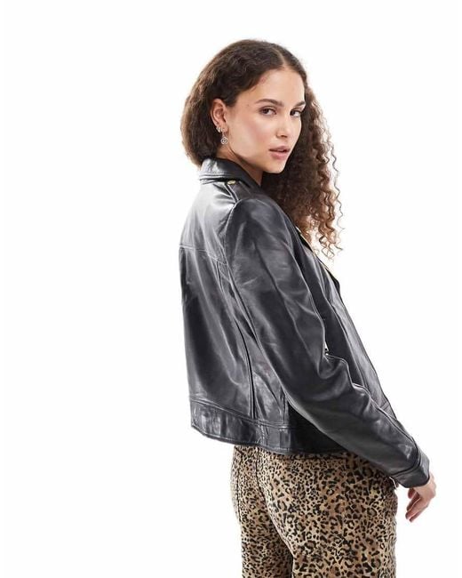 Barney's Originals Black Real Leather Biker Jacket