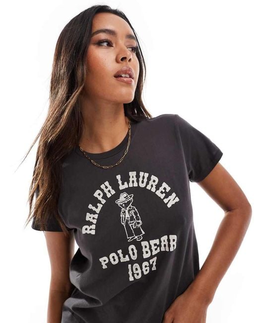 Polo Ralph Lauren Black Logo T-shirt With Western Bear