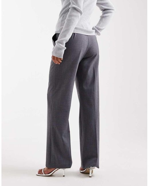 ASOS Gray Petite Tailored Slim Straight Trousers
