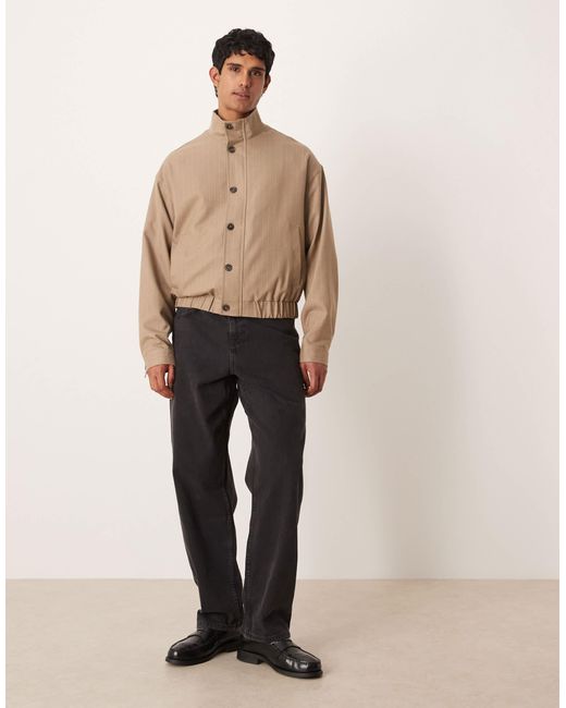 ASOS – elegante relaxed-fit-jacke in Natural für Herren