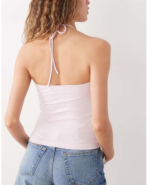 Weekday White Scoop Halter Neck Vest Top