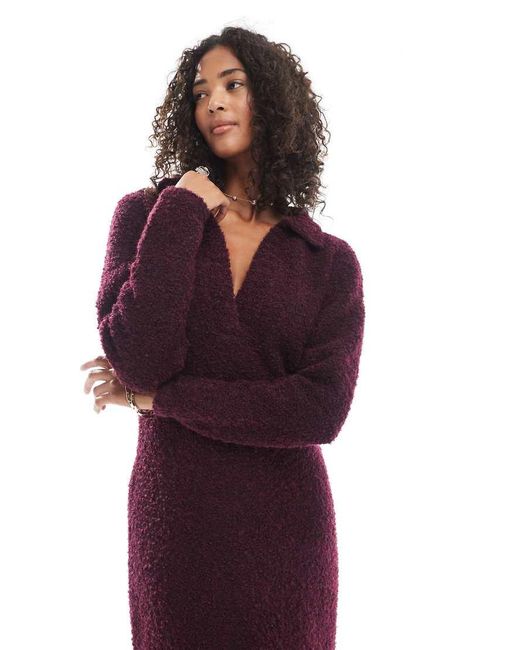 Native Youth Purple Soft Puff Knitted Polo Dress