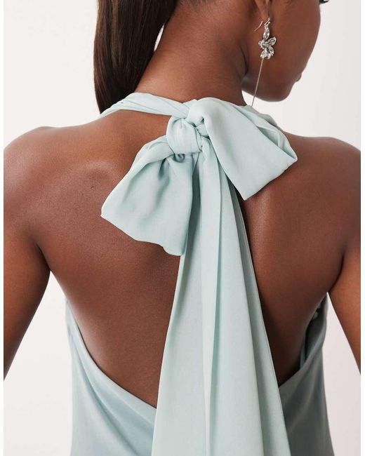 TFNC London White Bridesmaids Halter Neck Chiffon Maxi Dress