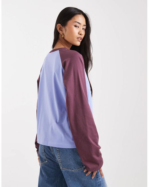 T-shirt oversize à manches raglan - bleu et chocolat Collusion en coloris Blue