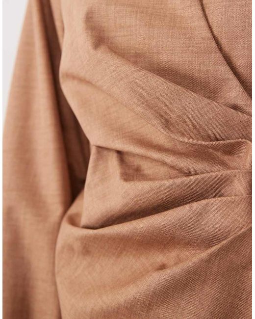 ASOS Brown Pleat Waist Detail Structured Blazer Dress