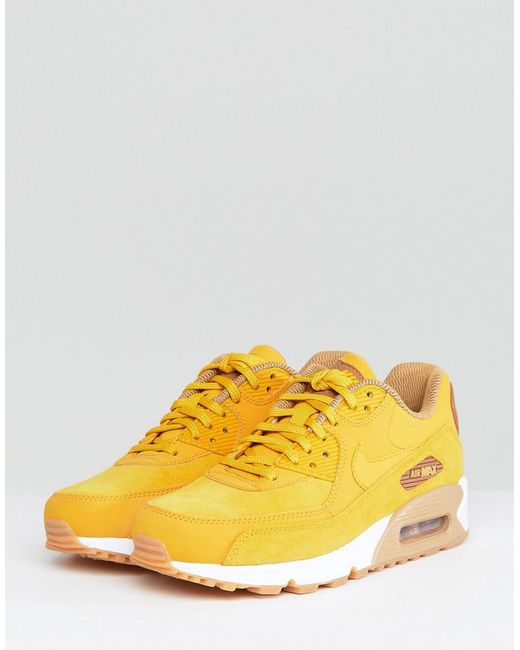 Nike Air Max 90 Mustard Suede Trainers With Gum Sole in Yellow | Lyst UK