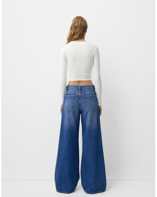Bershka Blue Wide Leg Jeans