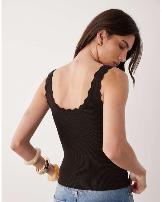 Jdy Brown Scallop Edge Knitted Vest