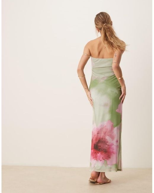 ASOS Multicolor Mesh Bandeau Midi Dress