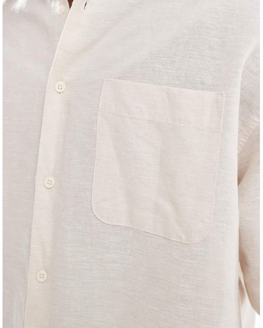 ASOS Natural 90s Oversized Linen Shirt for men