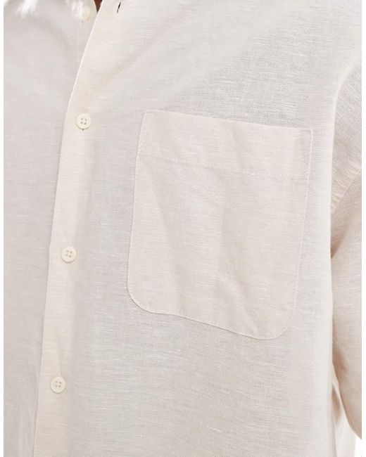 ASOS Natural 90s Oversized Linen Shirt for men
