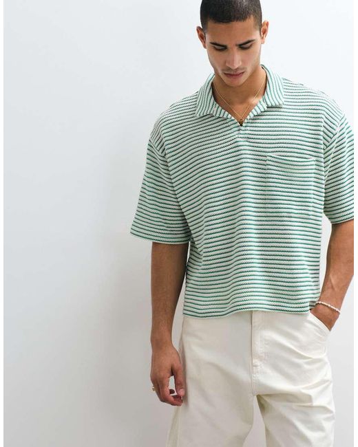 Reclaimed Vintage Blue Striped Polo for men