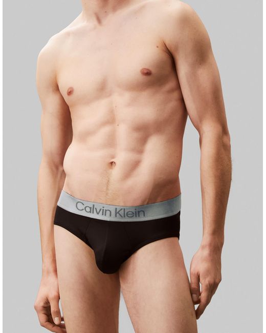 Calvin Klein – 3er-pack elastische mikrofaser-slips in Black für Herren