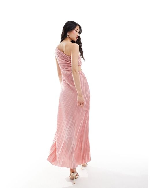 New Look Pink One Shoulder Pleated Midi Dress