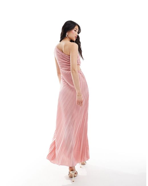 Vestido midi asimétrico con diseño plisado New Look de color Pink