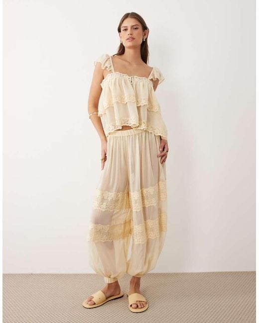 Miss Selfridge Natural Lace Ruffle Cami