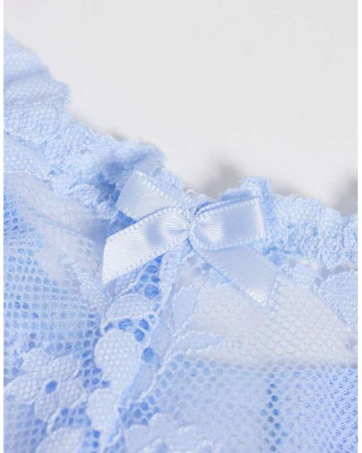 Boux Avenue Blue Fran 3 Pack High Leg Lace Lingerie Thongs