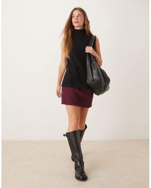 ASOS Black Supersoft Boxy Tank Top With High Neck