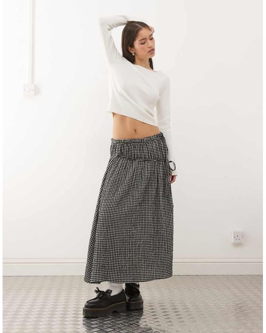 Reclaimed Vintage Gray Midi Pull On Skirt With Bow Details