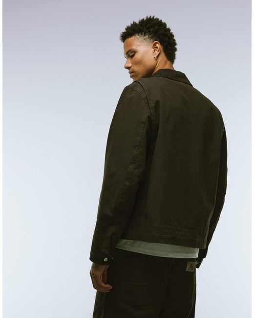 ARKET Black Canvas Zip Front Workwear Jacket for men