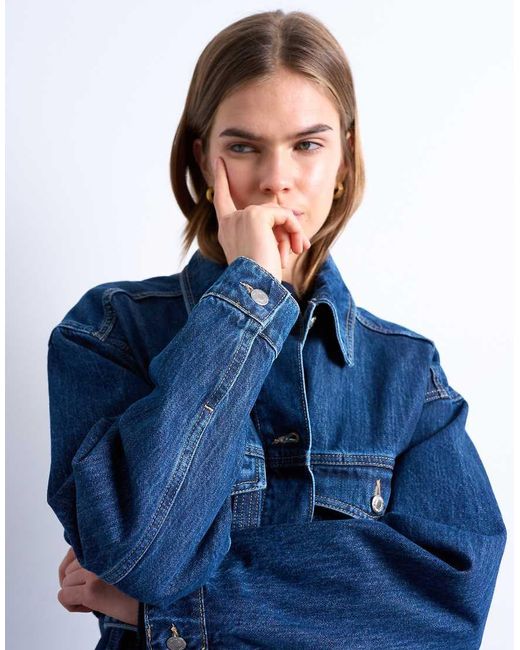 Chaqueta Vaquera Dad Azul Añil Extragrande Con Cinturón Anudado De TOPSHOP de color Blue