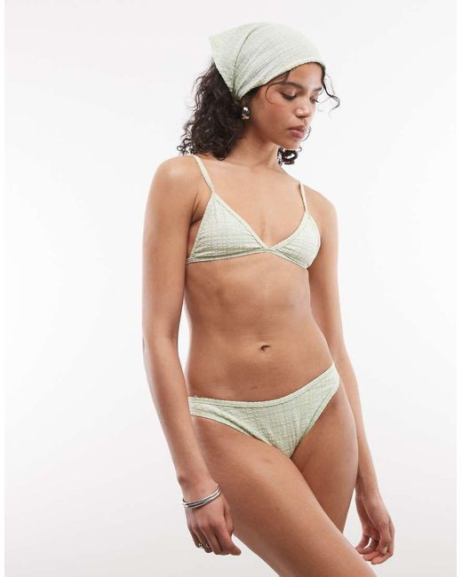 Collusion Yellow Textured Check Bikini Bottom