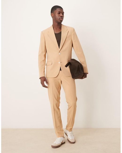 ASOS Natural Four Way Stretch Skinny Fit Suit Jacket for men