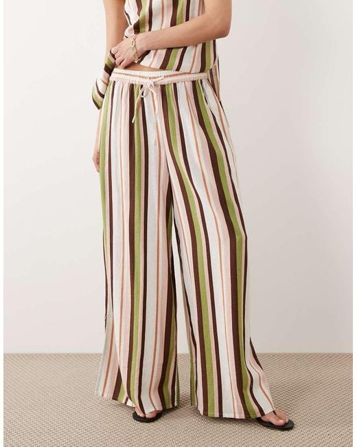 Nobody's Child Natural Elstow Linen Blend Drawstring Waist Wide Leg Trouser Co-Ord