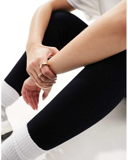 ASOS Naadloze, Geribbelde, Corrigerende Legging in het Black