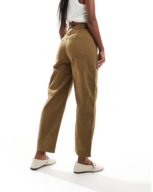 & Other Stories Natural Paperbag Waist Curved Leg Trousers