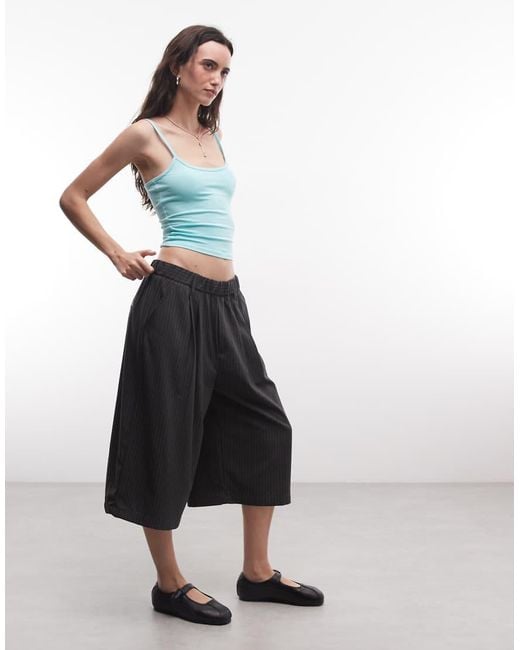 Collusion Blue Pinstripe 3/4 baggy Culotte