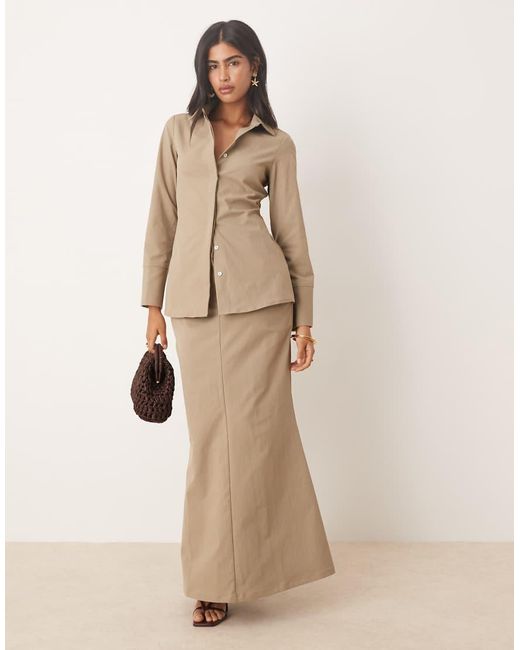 Pretty Lavish Natural Flared Maxi Skirt