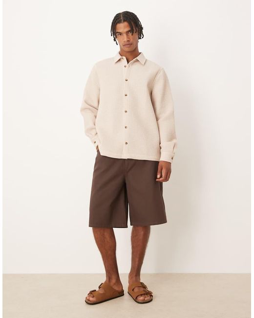 Camisa Beis Holgada De Tejido Texturizado De ASOS de hombre de color Natural