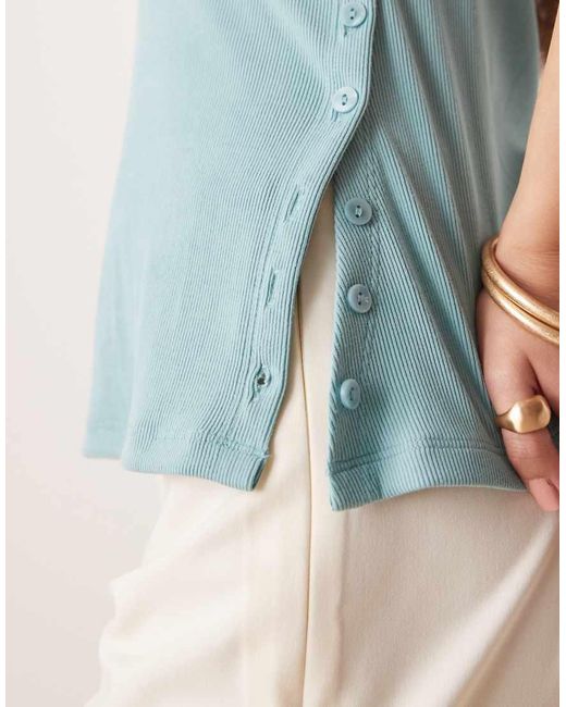 Abercrombie & Fitch Blue Button Detail Tube Top