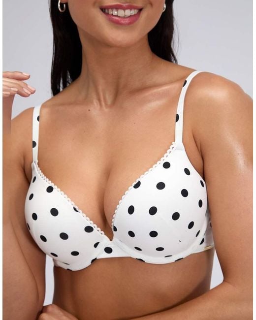 Boux Avenue Blue Hydra Super Push Up Bikini Top Summer Plunge Swimwear
