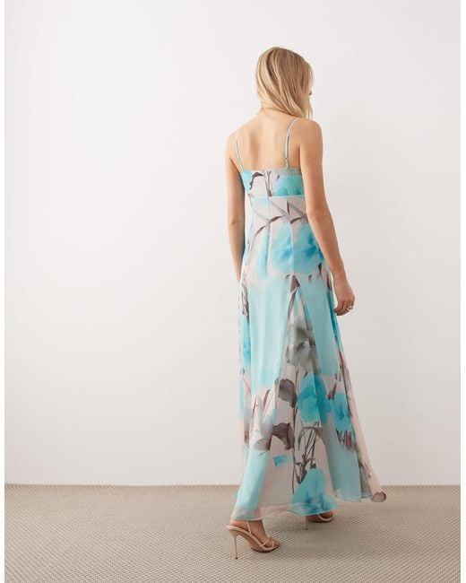 ASOS White Chiffon Strappy Maxi Dress With Deep Godets