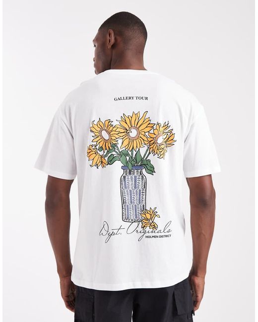 Jack & Jones White Oversized T-shirt With Flower Print for men