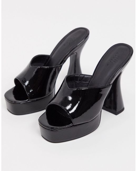 black platform mules