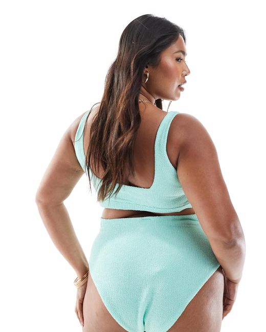 ASOS White Asos design curve – charlene – strukturiertes cropped bikinioberteil