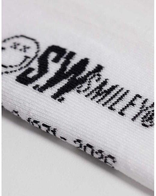 ASOS White 2 Pack Socks With Smile Graphic for men