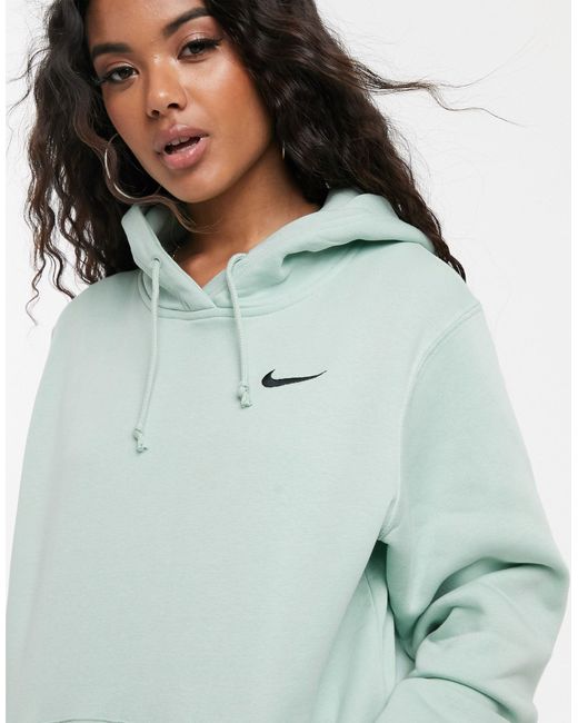 nike mini swoosh oversized hoodie in olive green