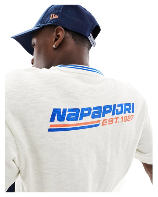 Napapijri White Grober Backprint Script Logo Graphic T-shirt for men