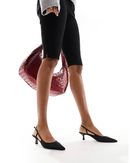ASOS Black Wide Fit Strut Slingback Kitten Heeled Shoes