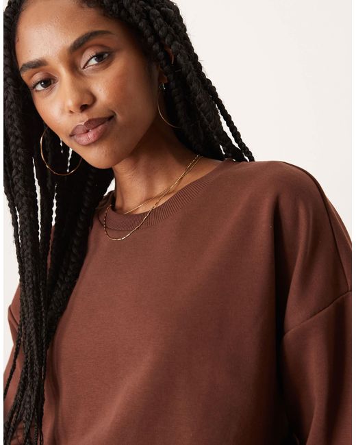 ASOS Brown Oversized Sweat Co Ord Top