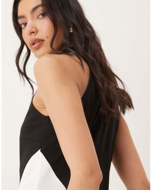 JW PEI Natural Cotton Racer Halter Neck Panel Detail Volume Hem Maxi Dress