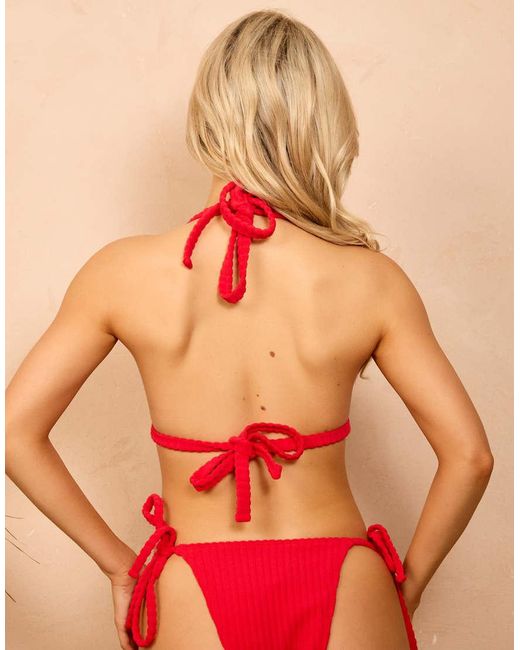 Wolf & Whistle Red X Isabella Whittingham Textu Triangle Bikini Top