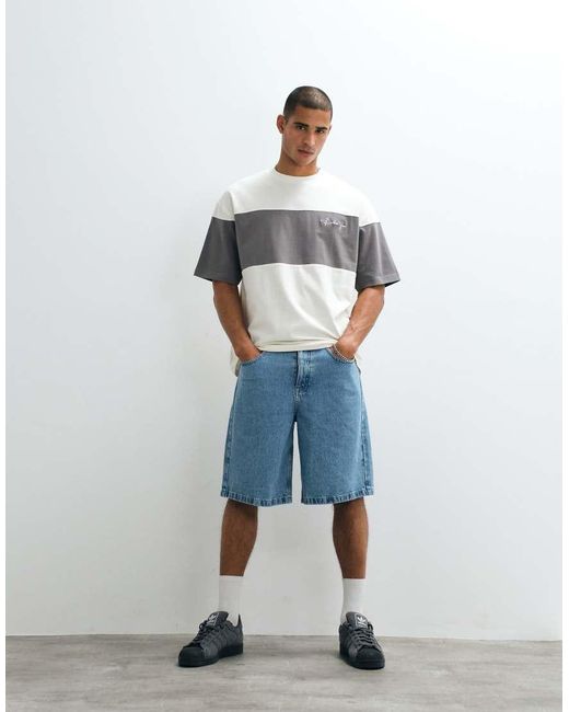 ASOS Gray Heavyweight Cut And Sew Oversized T-shirt With Chest Embroidery for men